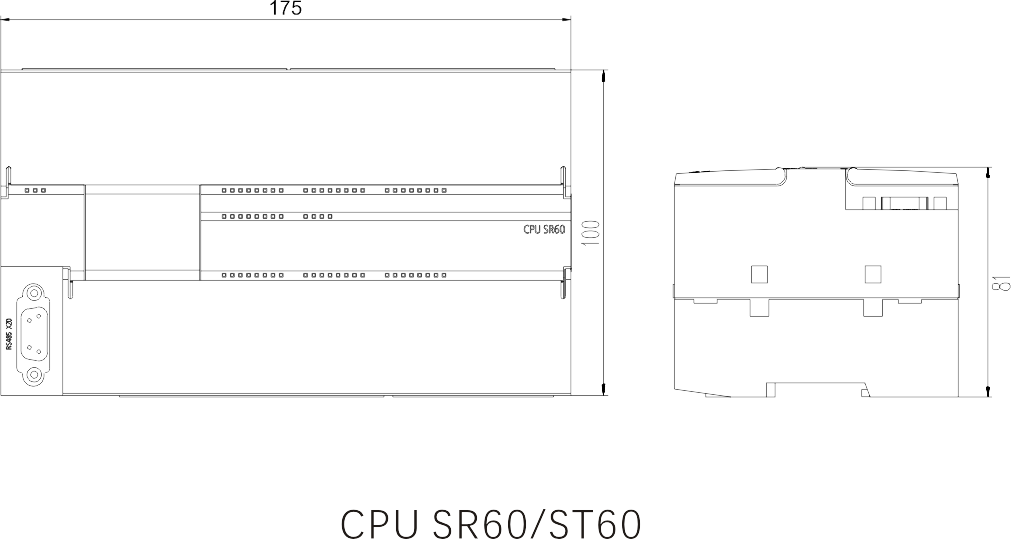 SMART PLC CPU SR60尺寸图